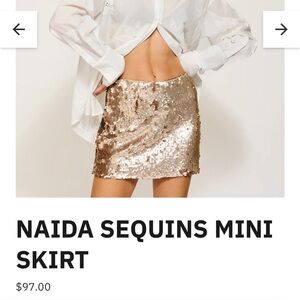 LINE & DOT Naida Sequins Mini Skirt in Gold (XS)